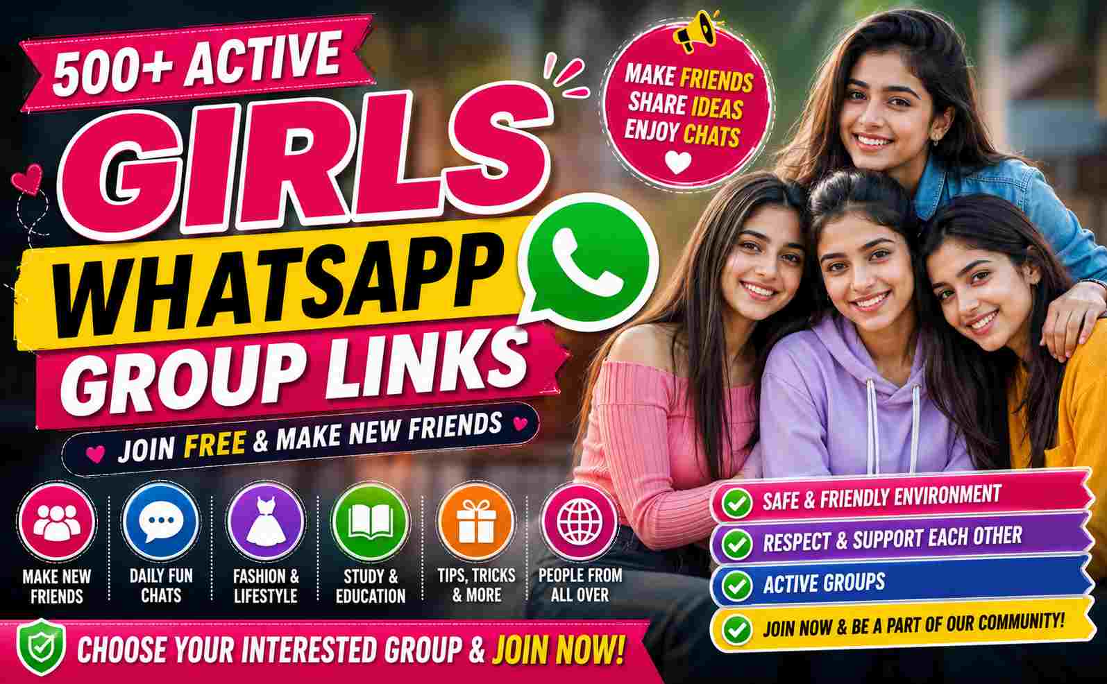 500+ Active Girls WhatsApp Group Links